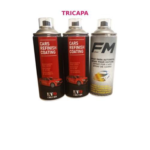 Kit spray pintura tricapa 1k para coche y moto de evo colors