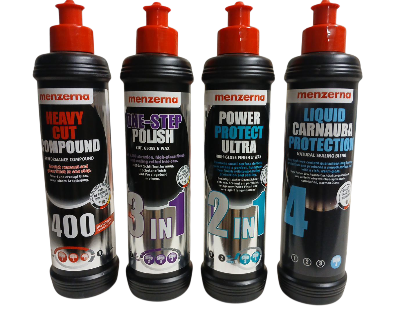 Pulimentos y cera Liquida de Carnauba de la marca MENZERNA que tenemos a la venta en www.evocolors.com