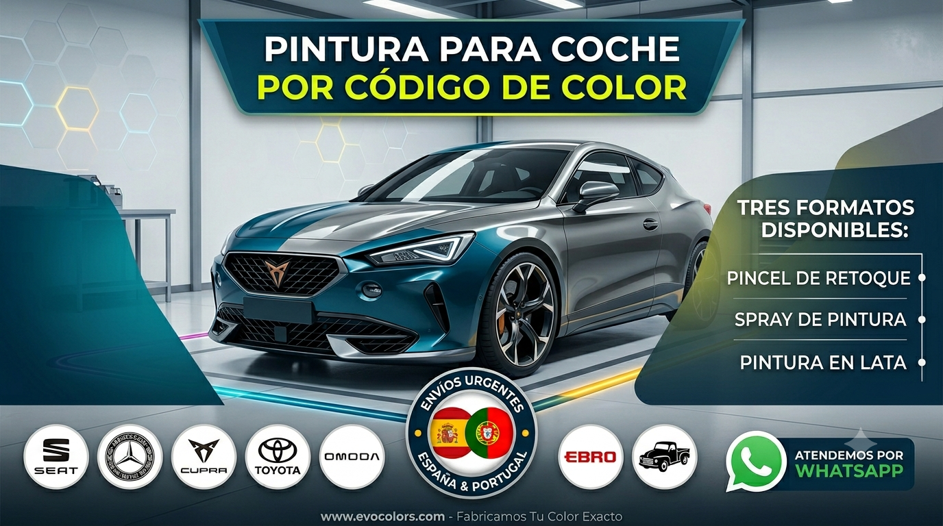 Pintura para Coche por Codigo de Color en pincel, Spray o Lata de EVO COLORS