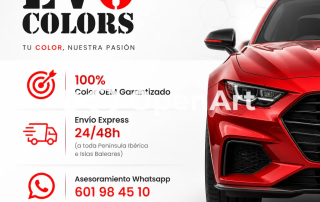tienda pintura automotriz EVO COLORS para España y Portugal con envio express, color original OEM y atencion personalizada por WhatsApp 601 98 45 10 la mejor tienda de pintura para coche, moto, furgoneta y camión además de numero 1 en Pinturas especiales para personalización y tuning